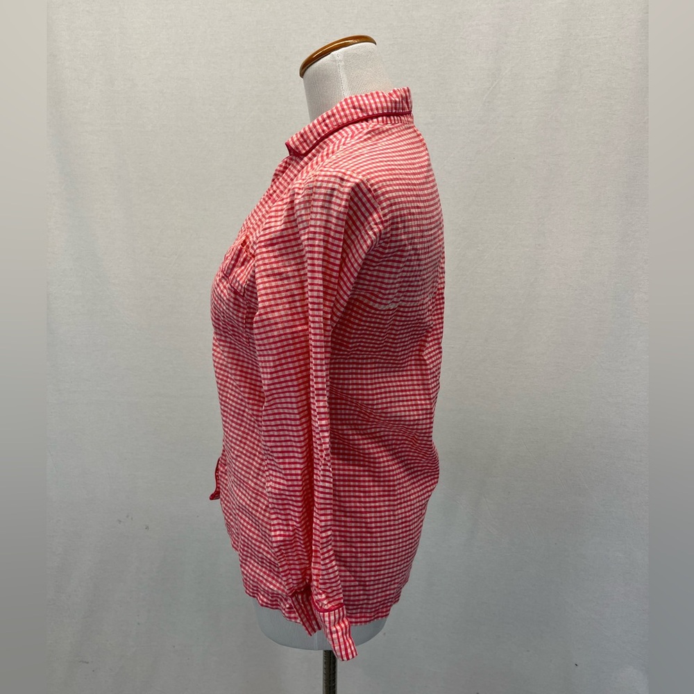 Maria De La Orden Pink Check 100% Cotton Long Sleeve Button Pajama Top Sz. S - Picture 3 of 8